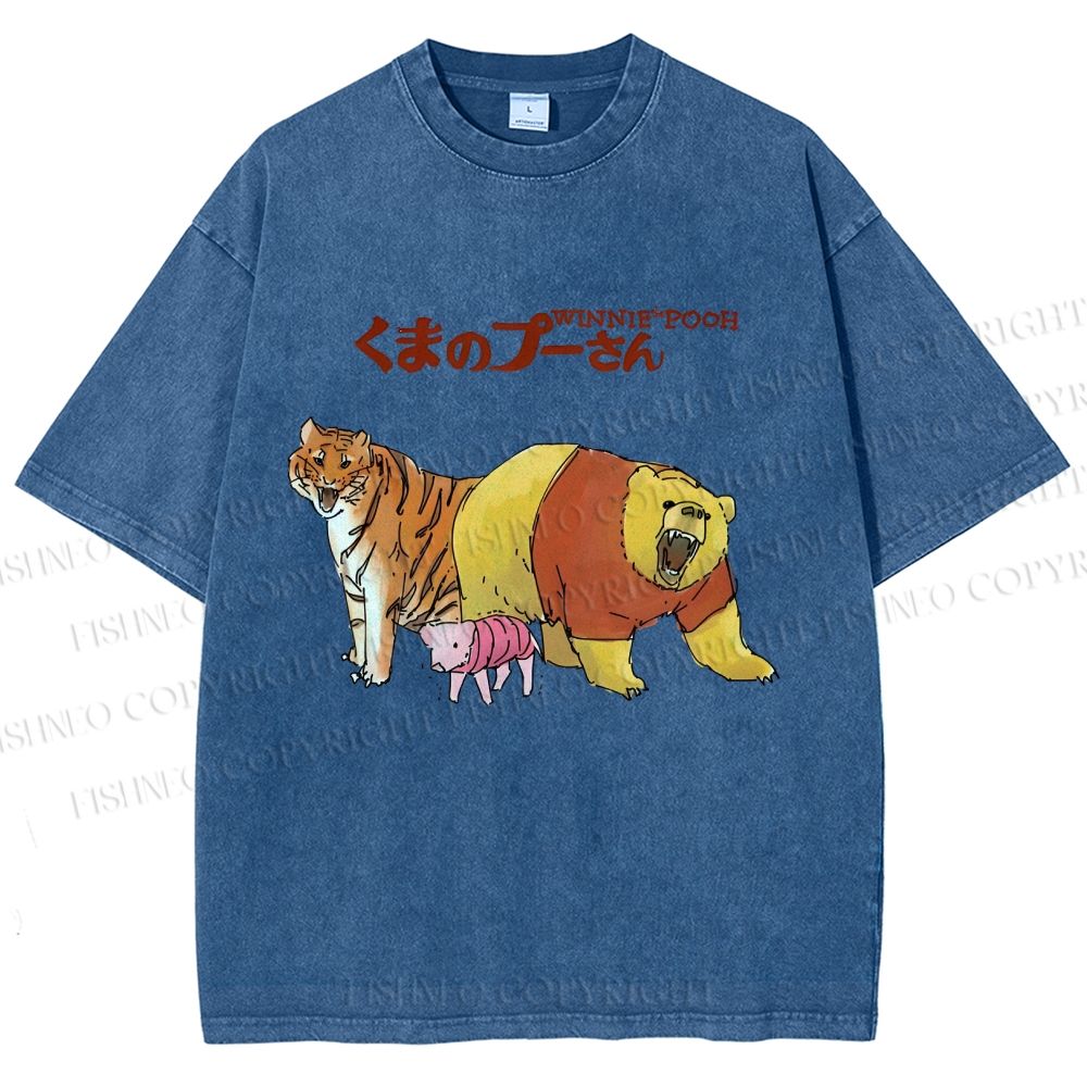 Unisex Winnie The Pooh Printed Washed Tee