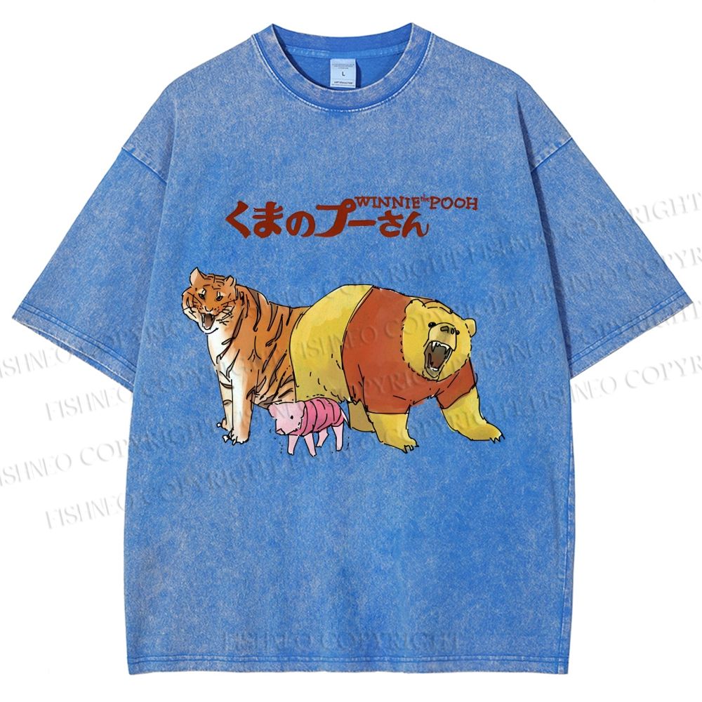 Unisex Winnie The Pooh Printed Washed Tee