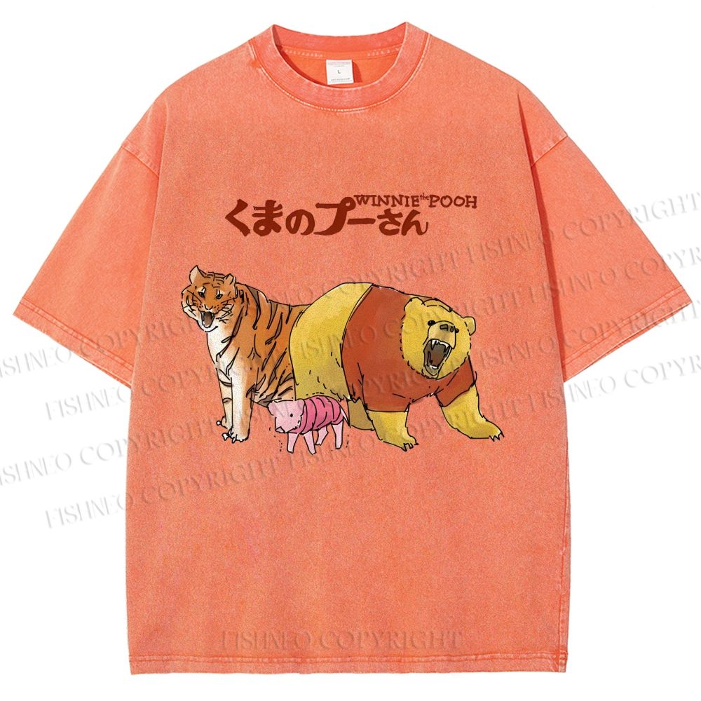Unisex Winnie The Pooh Printed Washed Tee
