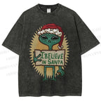 Unisex I Believe In Santa Printed Washed Tee