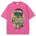 Unisex I Believe In Santa Printed Washed Tee