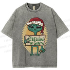 Unisex I Believe In Santa Printed Washed Tee