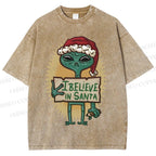 Unisex I Believe In Santa Printed Washed Tee