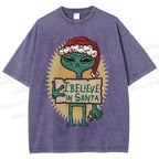 Unisex I Believe In Santa Printed Washed Tee