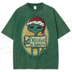 Unisex I Believe In Santa Printed Washed Tee