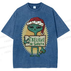 Unisex I Believe In Santa Printed Washed Tee