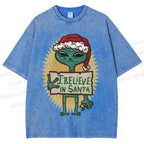 Unisex I Believe In Santa Printed Washed Tee