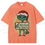 Unisex I Believe In Santa Printed Washed Tee