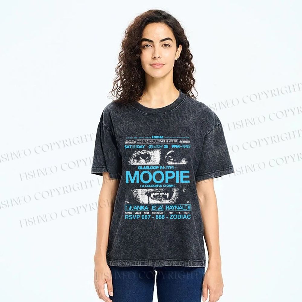 Unisex Moopie Poster Printed Washed Tee