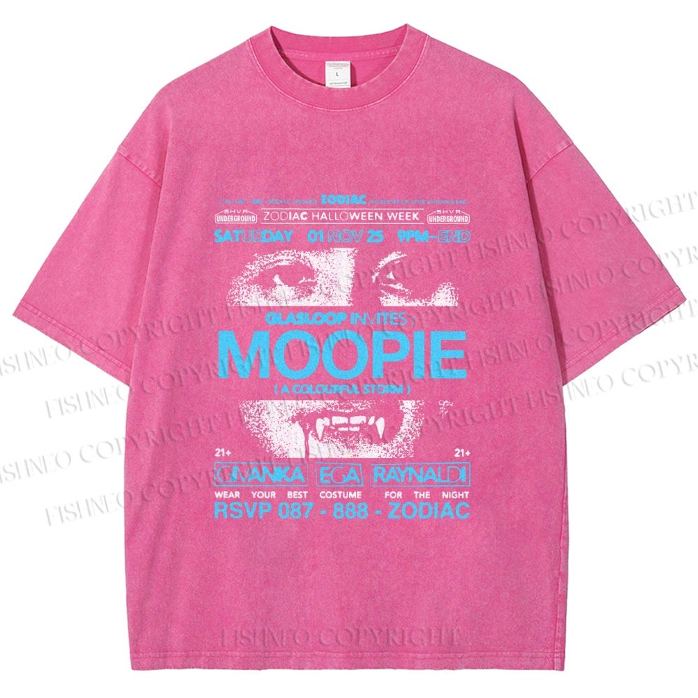 Unisex Moopie Poster Printed Washed Tee