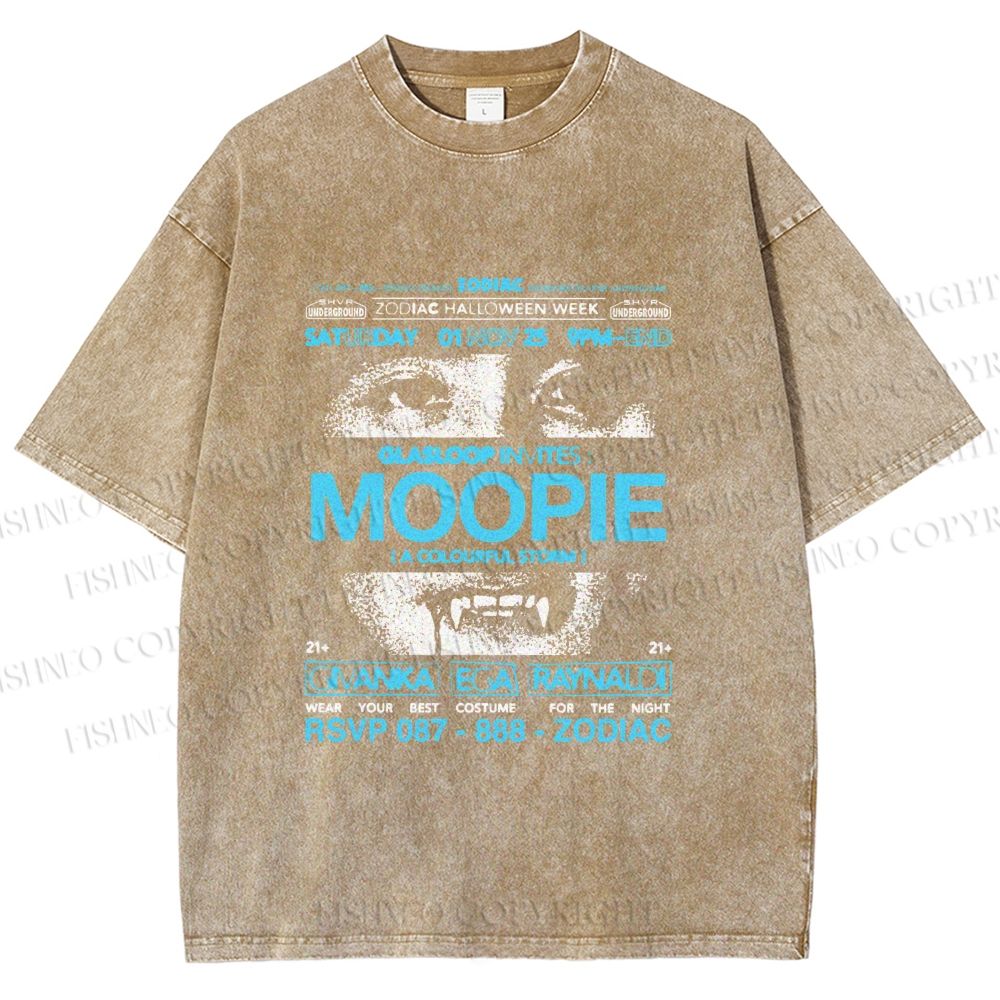 Unisex Moopie Poster Printed Washed Tee