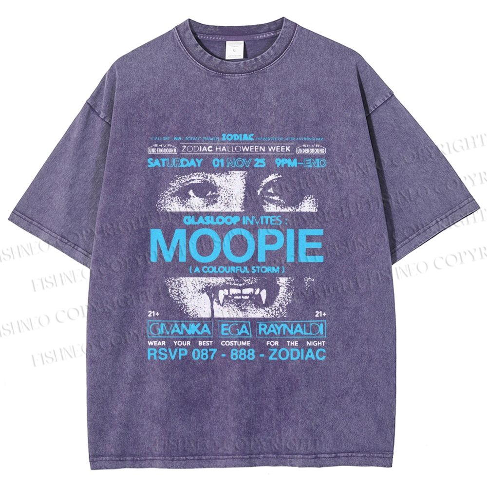 Unisex Moopie Poster Printed Washed Tee