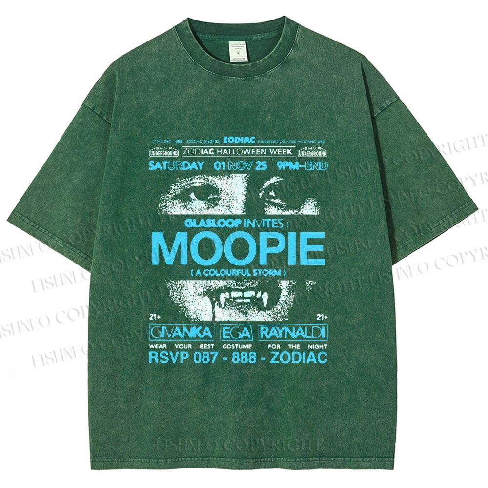 Unisex Moopie Poster Printed Washed Tee