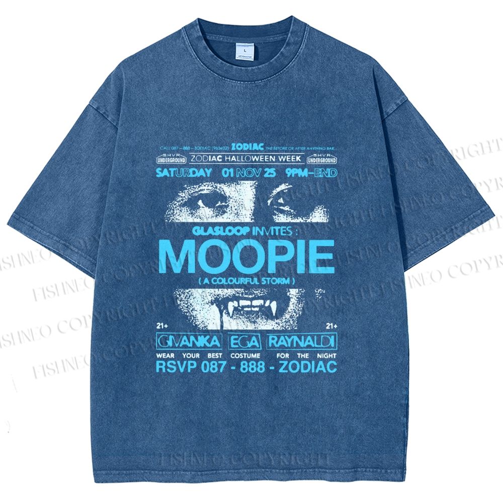 Unisex Moopie Poster Printed Washed Tee