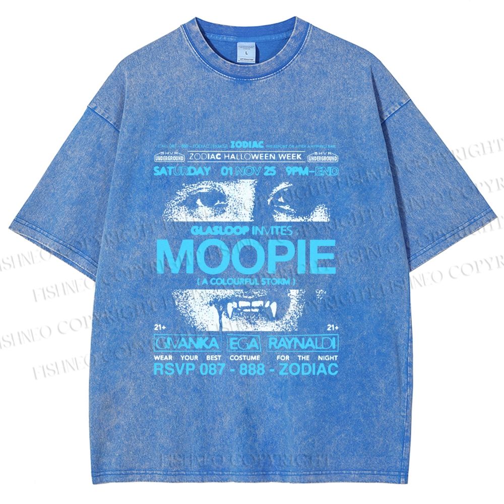 Unisex Moopie Poster Printed Washed Tee