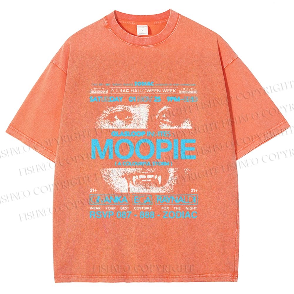 Unisex Moopie Poster Printed Washed Tee