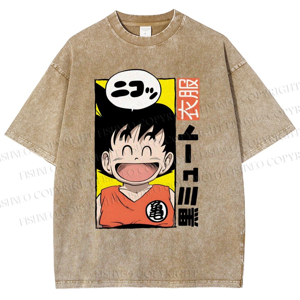 Unisex Son Goku Printed Washed Tee