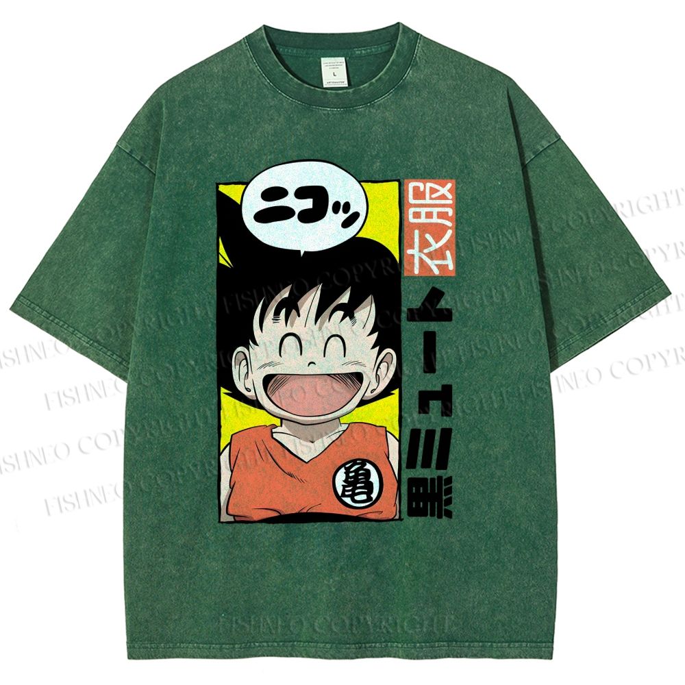 Unisex Son Goku Printed Washed Tee