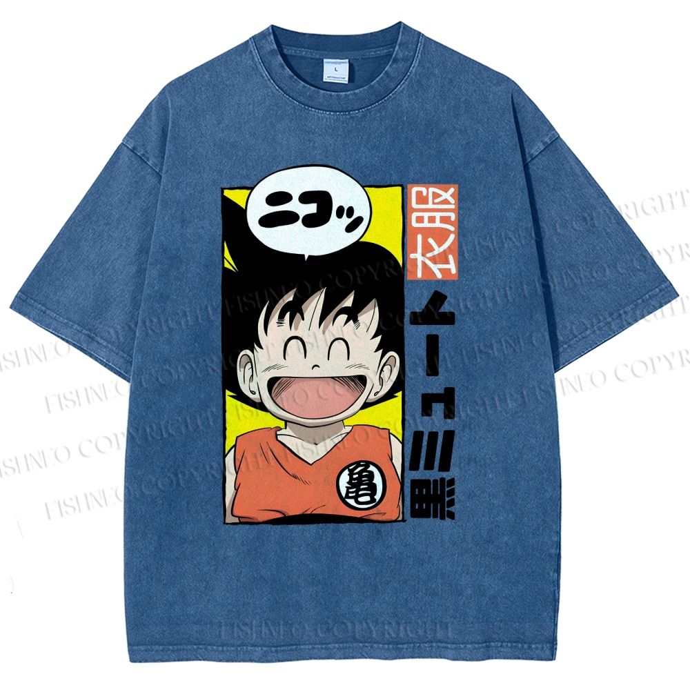 Unisex Son Goku Printed Washed Tee