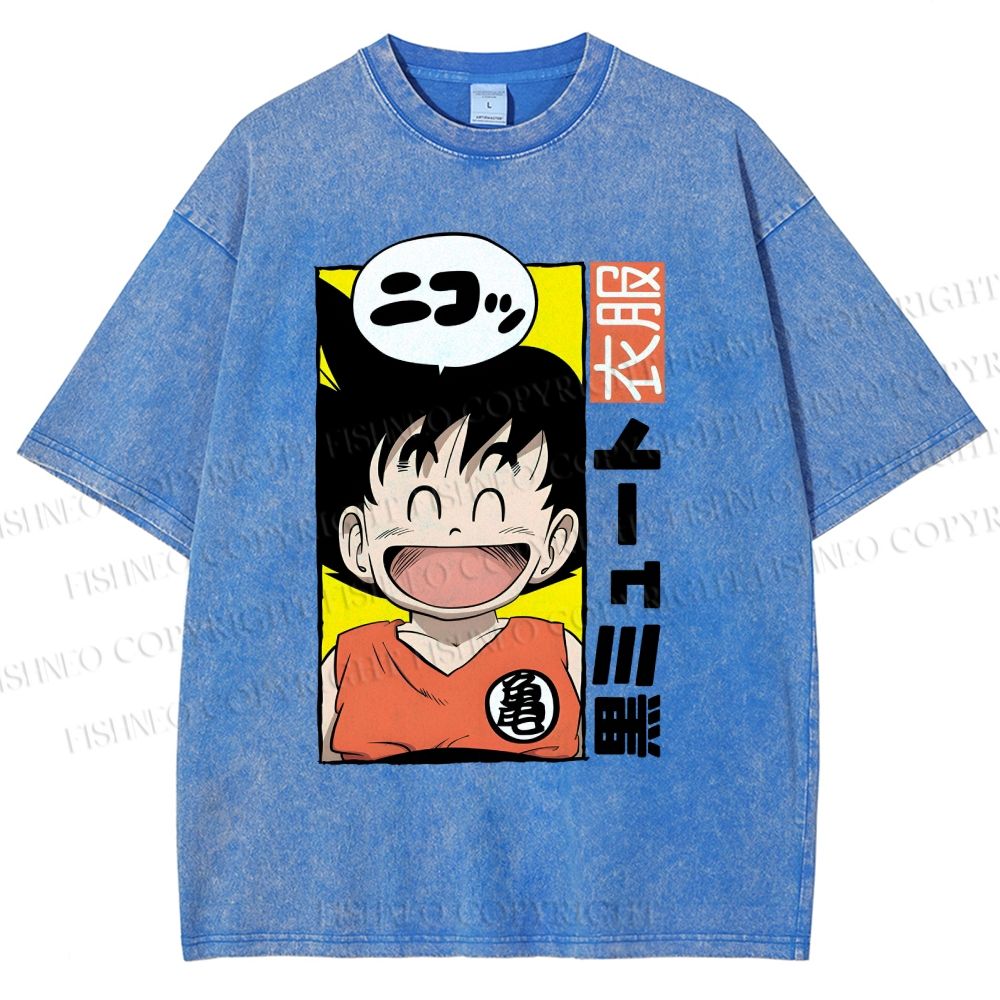 Unisex Son Goku Printed Washed Tee