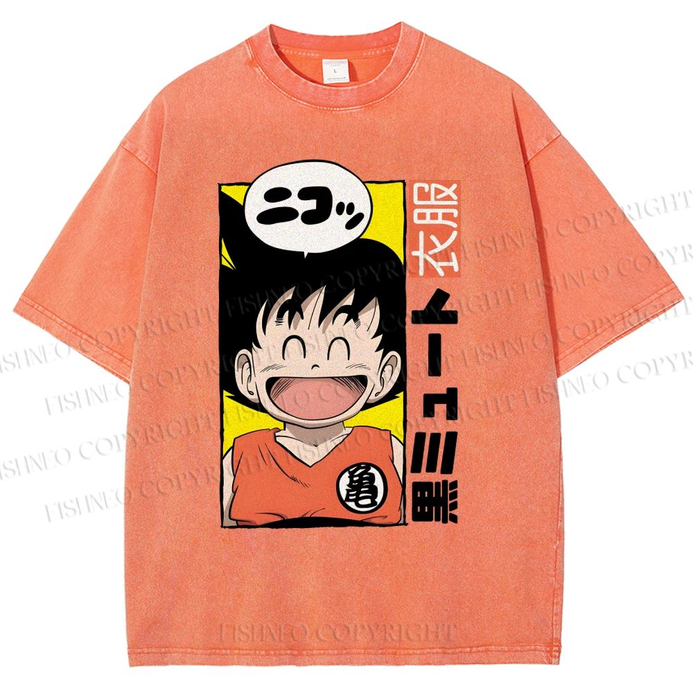 Unisex Son Goku Printed Washed Tee