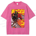 Unisex Chainsaw Man Printed Washed Tee