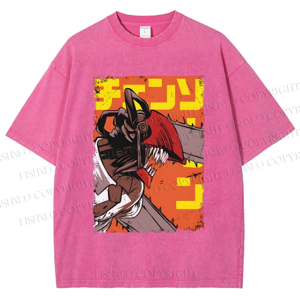Unisex Chainsaw Man Printed Washed Tee