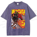 Unisex Chainsaw Man Printed Washed Tee
