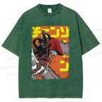 Unisex Chainsaw Man Printed Washed Tee