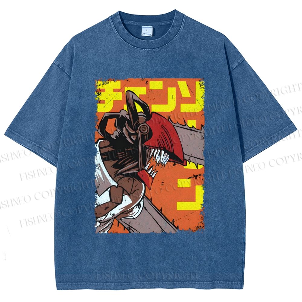 Unisex Chainsaw Man Printed Washed Tee