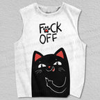Unisex Fuck Off Cat Printed Tank Top