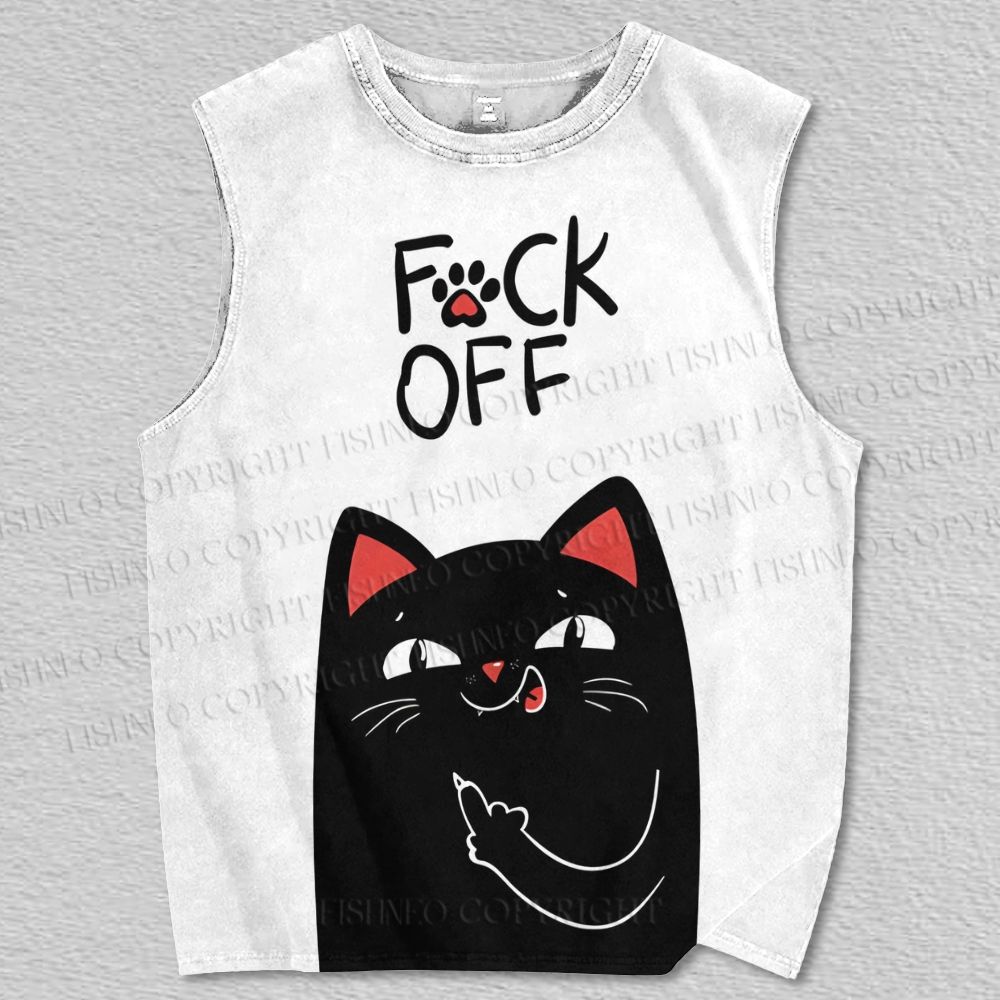 Unisex Fuck Off Cat Printed Tank Top