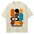 Unisex Bauhaus Geometry Eyes Printed Washed Tee