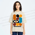 Unisex Bauhaus Geometry Eyes Printed Washed Tee