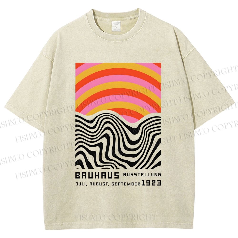 Unisex Bauhaus Geometry Printed Washed Tee