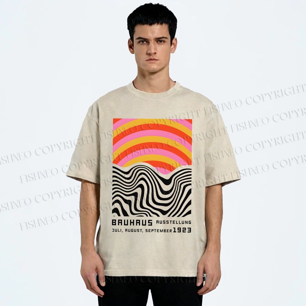 Unisex Bauhaus Geometry Printed Washed Tee
