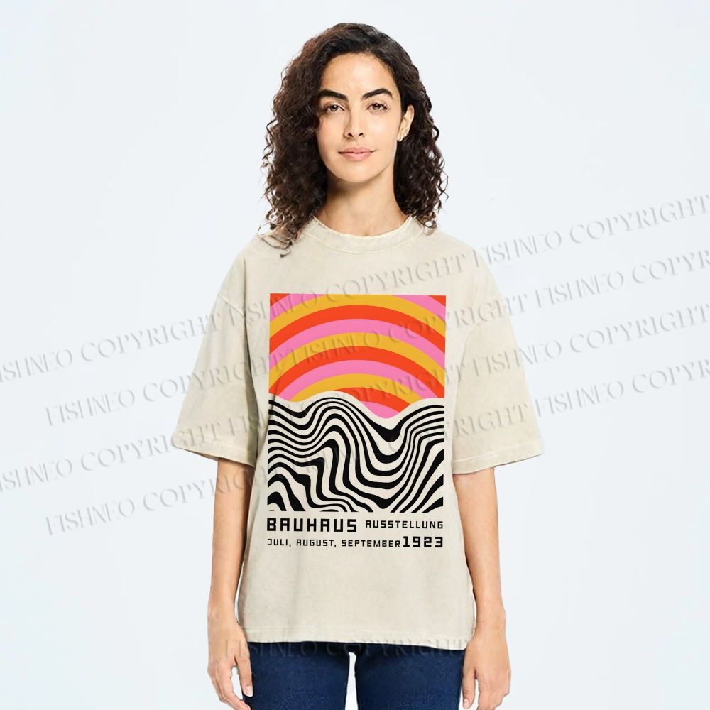 Unisex Bauhaus Geometry Printed Washed Tee