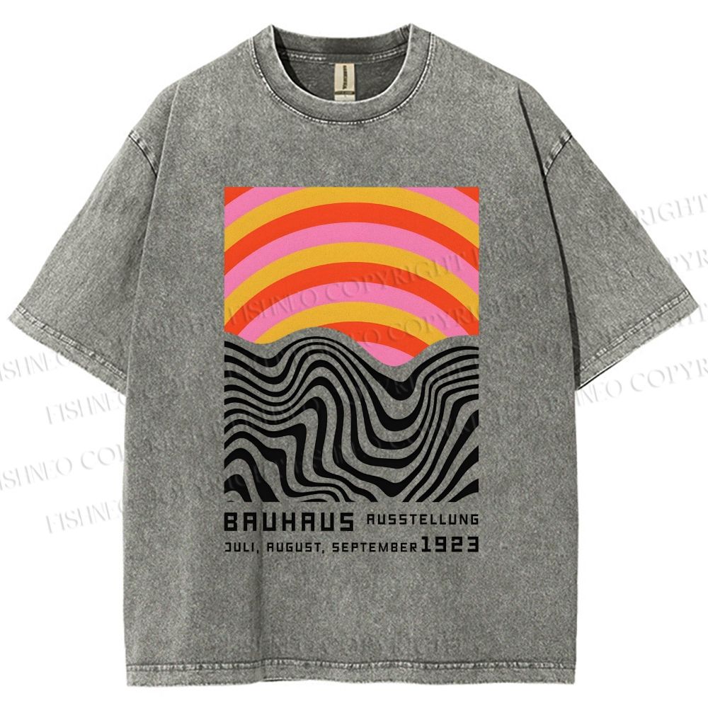 Unisex Bauhaus Geometry Printed Washed Tee