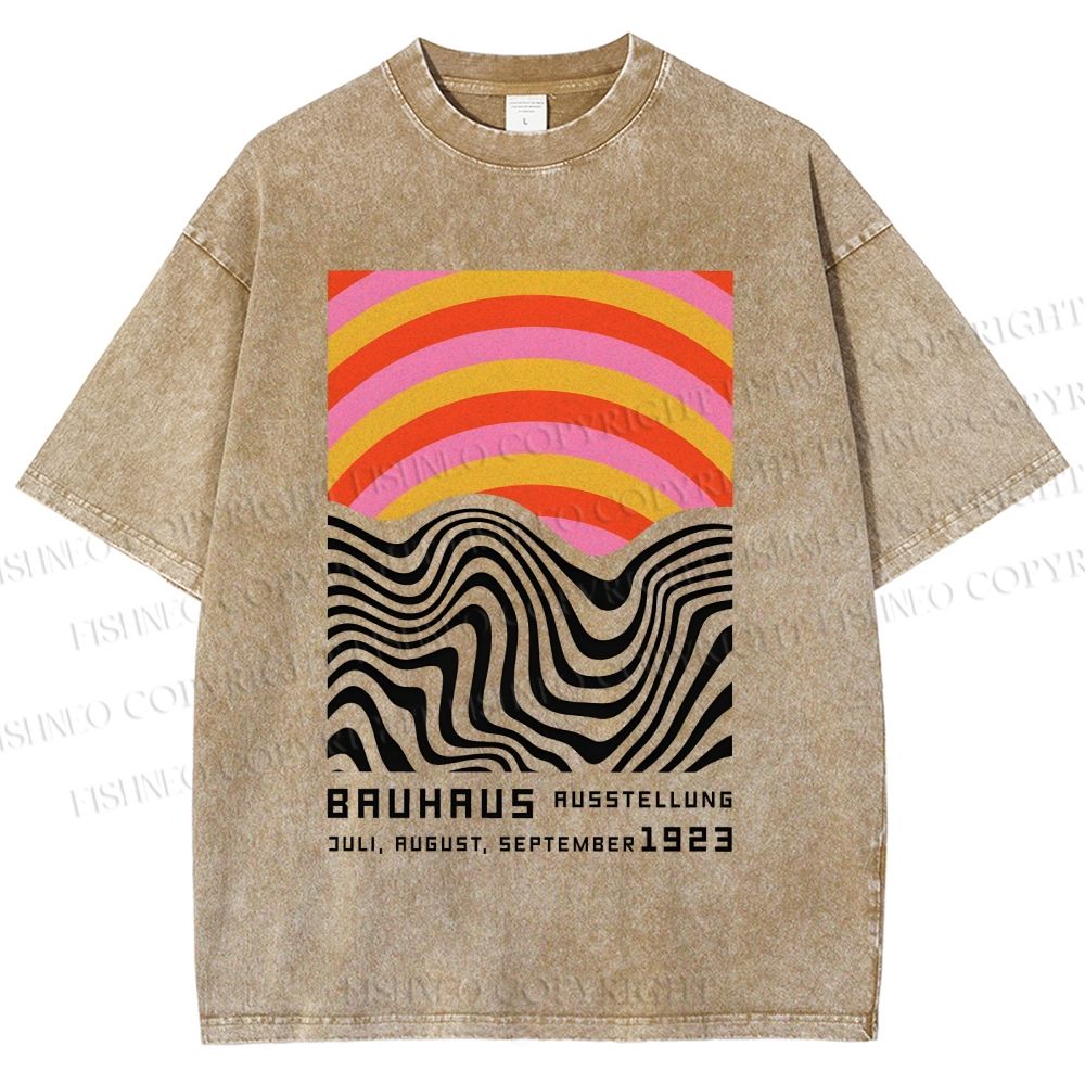 Unisex Bauhaus Geometry Printed Washed Tee