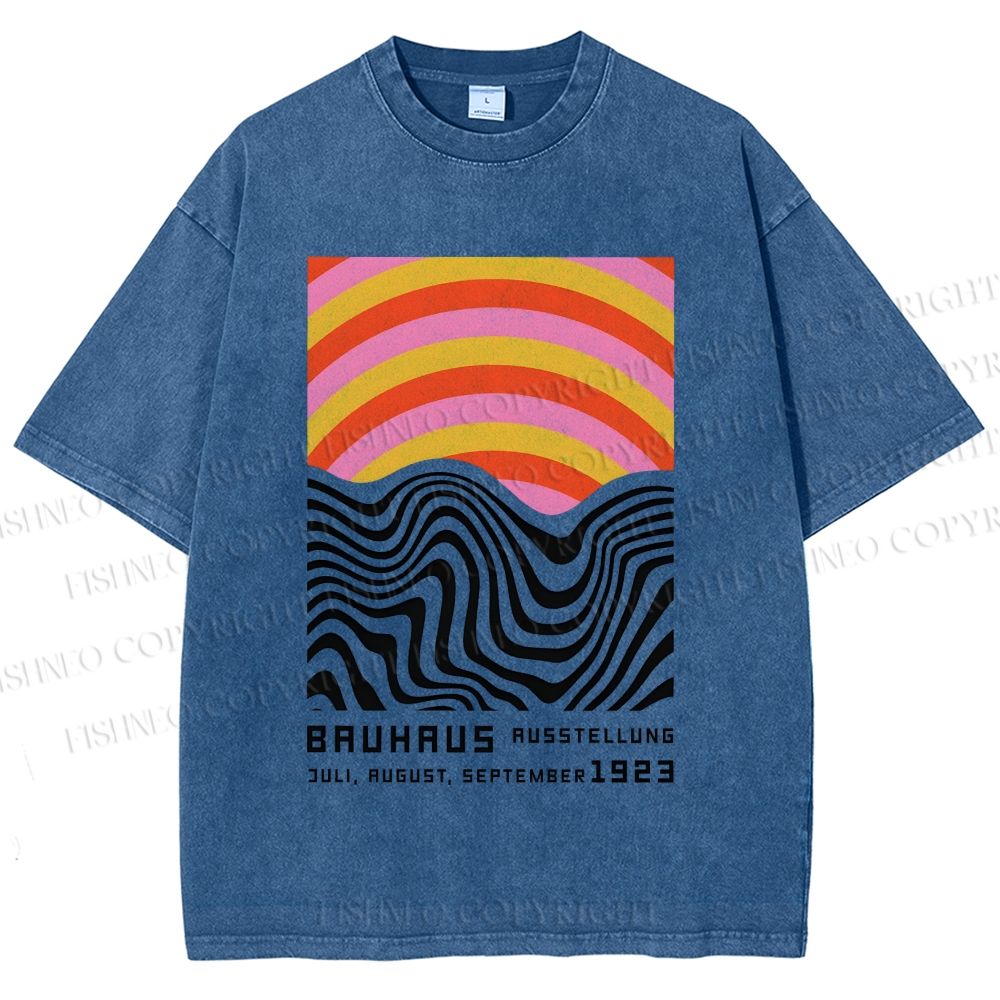 Unisex Bauhaus Geometry Printed Washed Tee