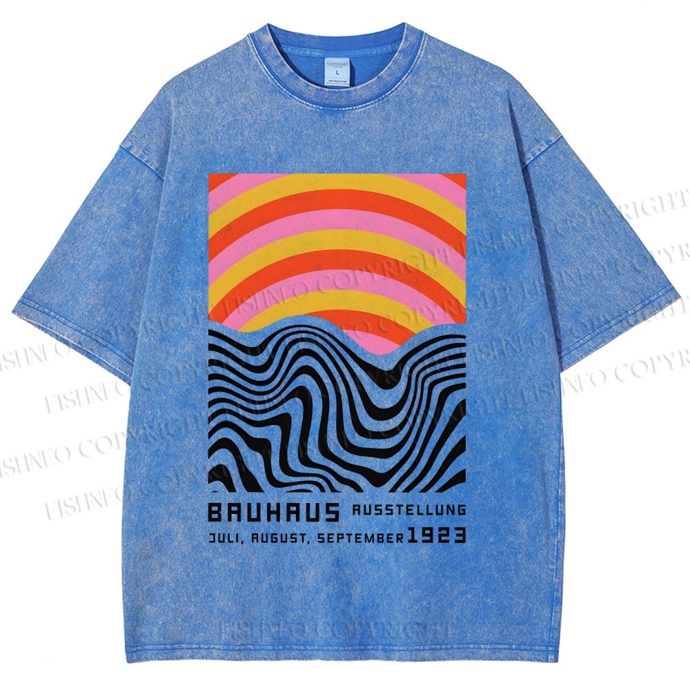 Unisex Bauhaus Geometry Printed Washed Tee