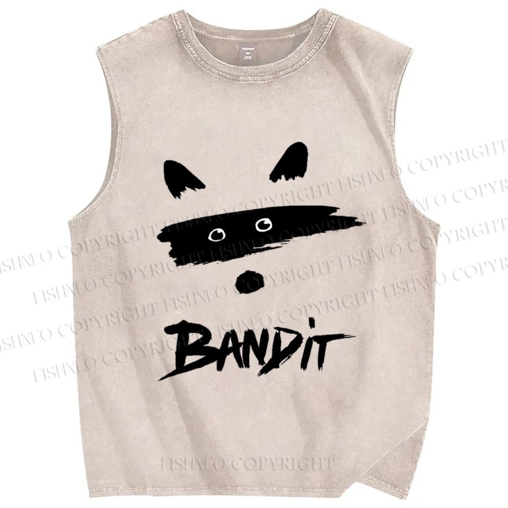 Unisex Bandit Printed Washed Tank Top
