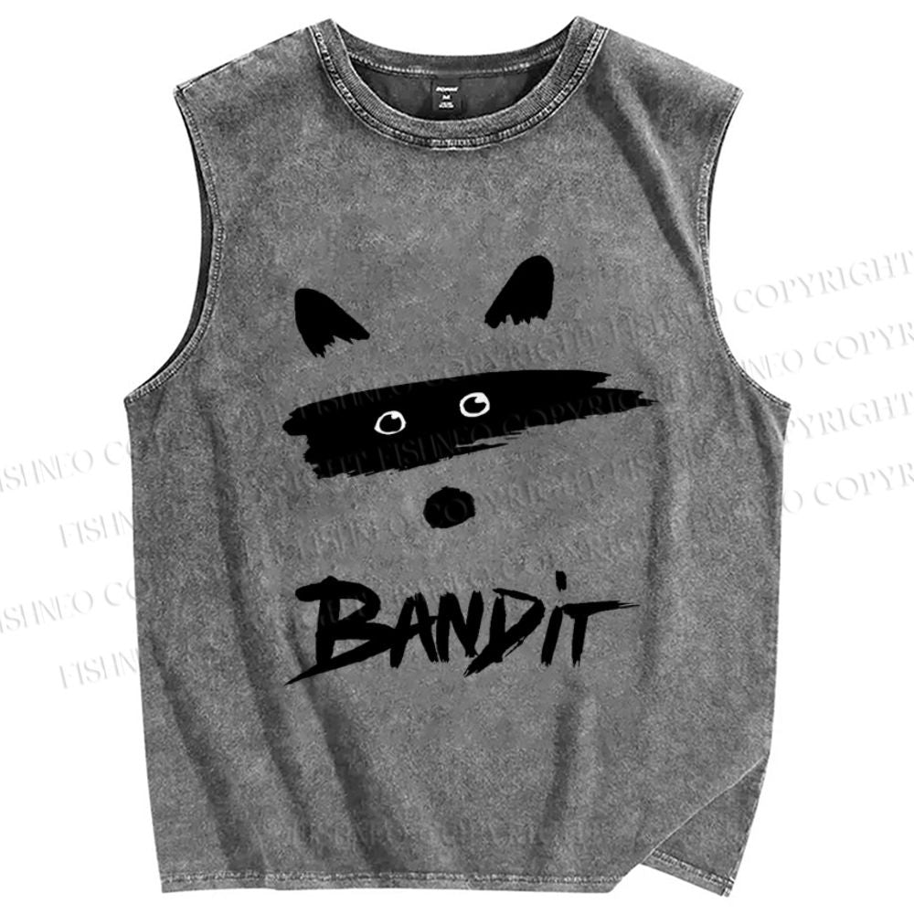 Unisex Bandit Printed Washed Tank Top