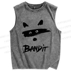 Unisex Bandit Printed Washed Tank Top