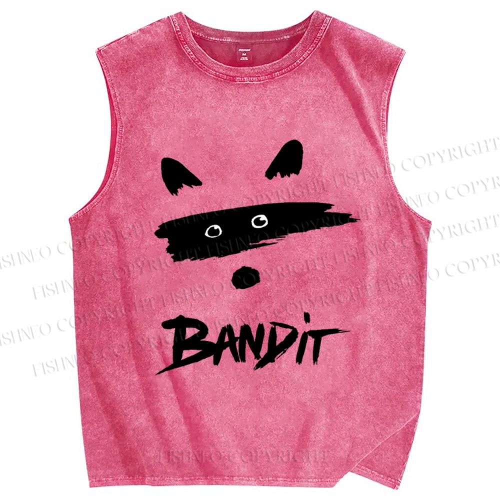Unisex Bandit Printed Washed Tank Top