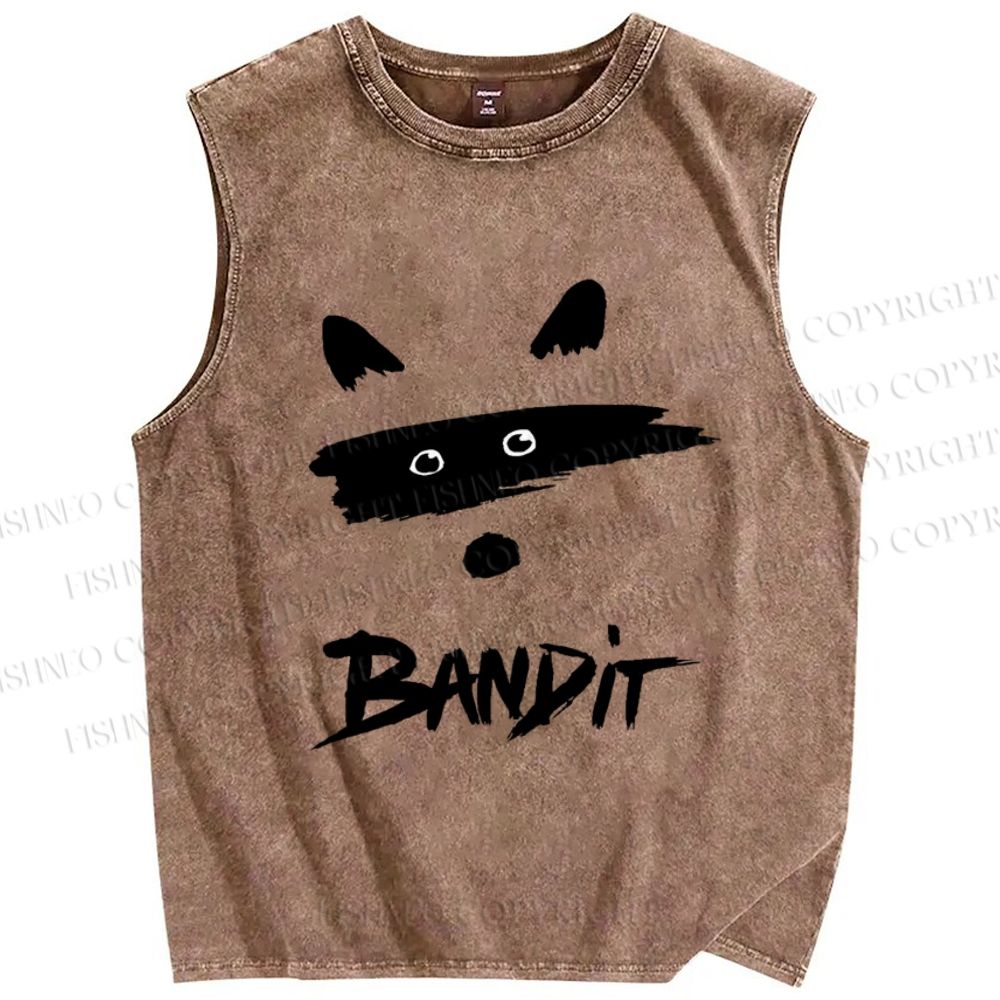 Unisex Bandit Printed Washed Tank Top
