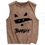 Unisex Bandit Printed Washed Tank Top