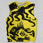 Unisex Artistic Octopus Fish Printed Tank Top