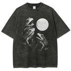 Frogs Howling To Moon Vintage Washed T-shirt