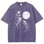 Frogs Howling To Moon Vintage Washed T-shirt